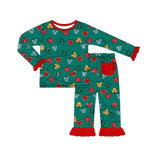 Long sleeves mouse Christmas lighting baby girls pajamas