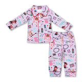 Long sleeves lavender guitar singer girls pajamas