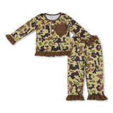 Long sleeves pocket duck camo kids girls pajamas