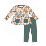 Pumpkin floral pocket tunic leggings girls fall clothes