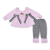 Lavender boo spider tunic stripe pants girls Halloween clothes