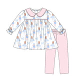 Bow ballet king tunic pink leggings girls Christmas outfits