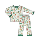 Green ruffle king ballet Christmas tree kids girls pajamas