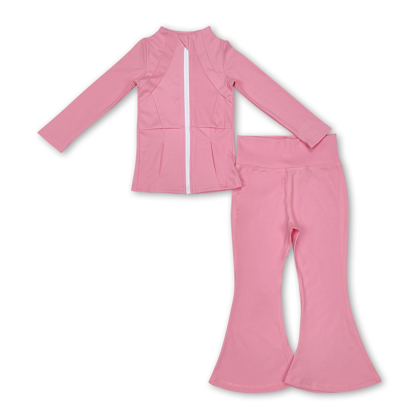 Long sleeves pink top pants kids girls yoga clothing