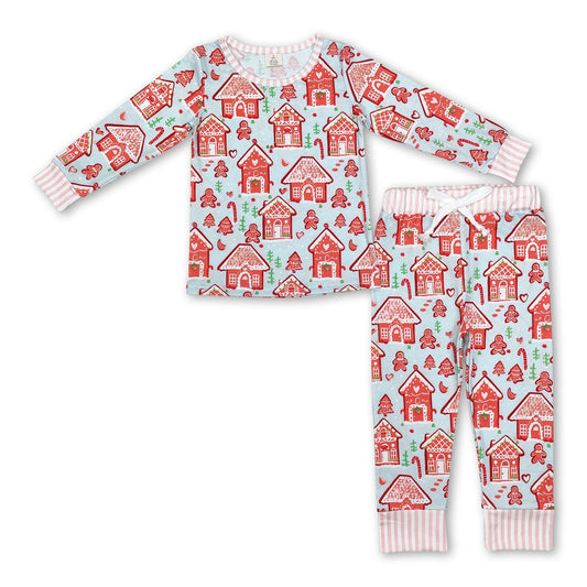 Gingerbread candy house kids Christmas bamboo pajamas