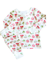 Long sleeves deer jingle bell baby kids Christmas pajamas