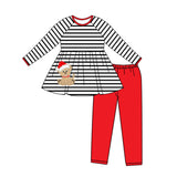 Christmas hat dog stripe tunic leggings girls Christmas outfits