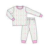 Long sleeves pink king ballet baby girls Christmas pajamas