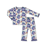 Long sleeves purple ruffle pumpkin girls fall pajamas