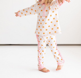 Pink ruffle long sleeves pumpkin baby girls fall pajamas