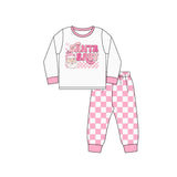 Pink santa baby top plaid pants girls Christmas pajamas