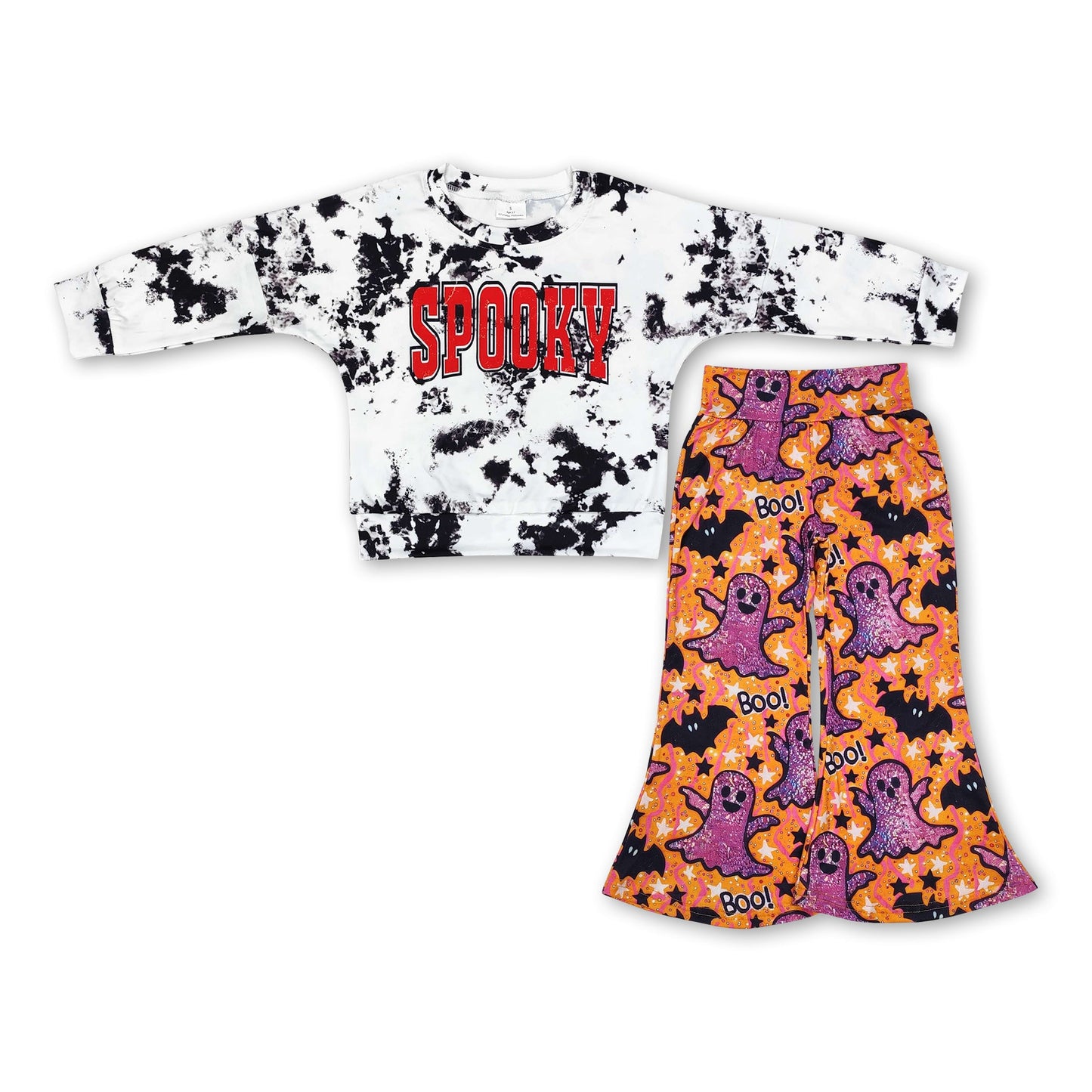 Tie dye spooky top ghost pants girls Halloween set