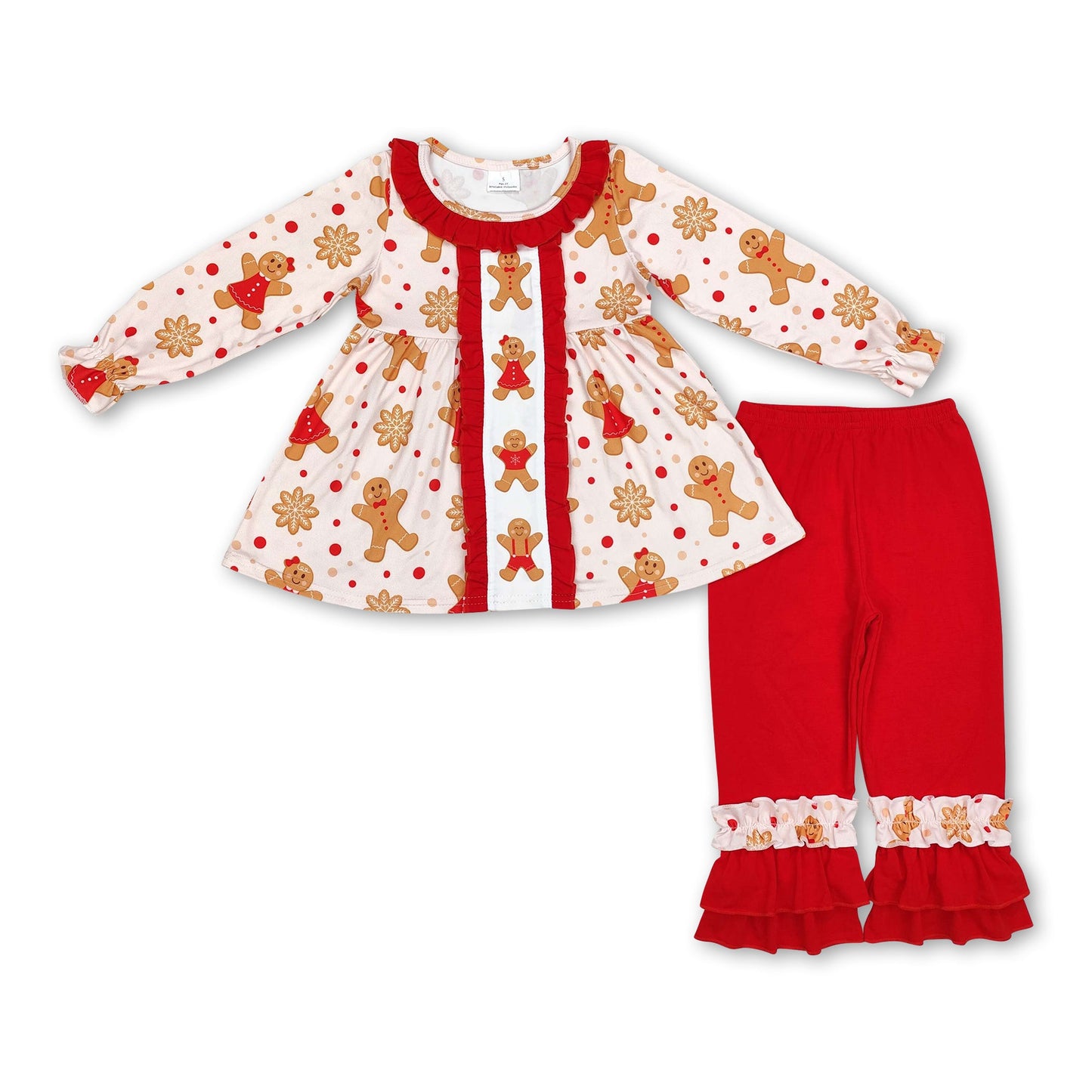 Gingerbread tunic ruffle pants girls Christmas outfits