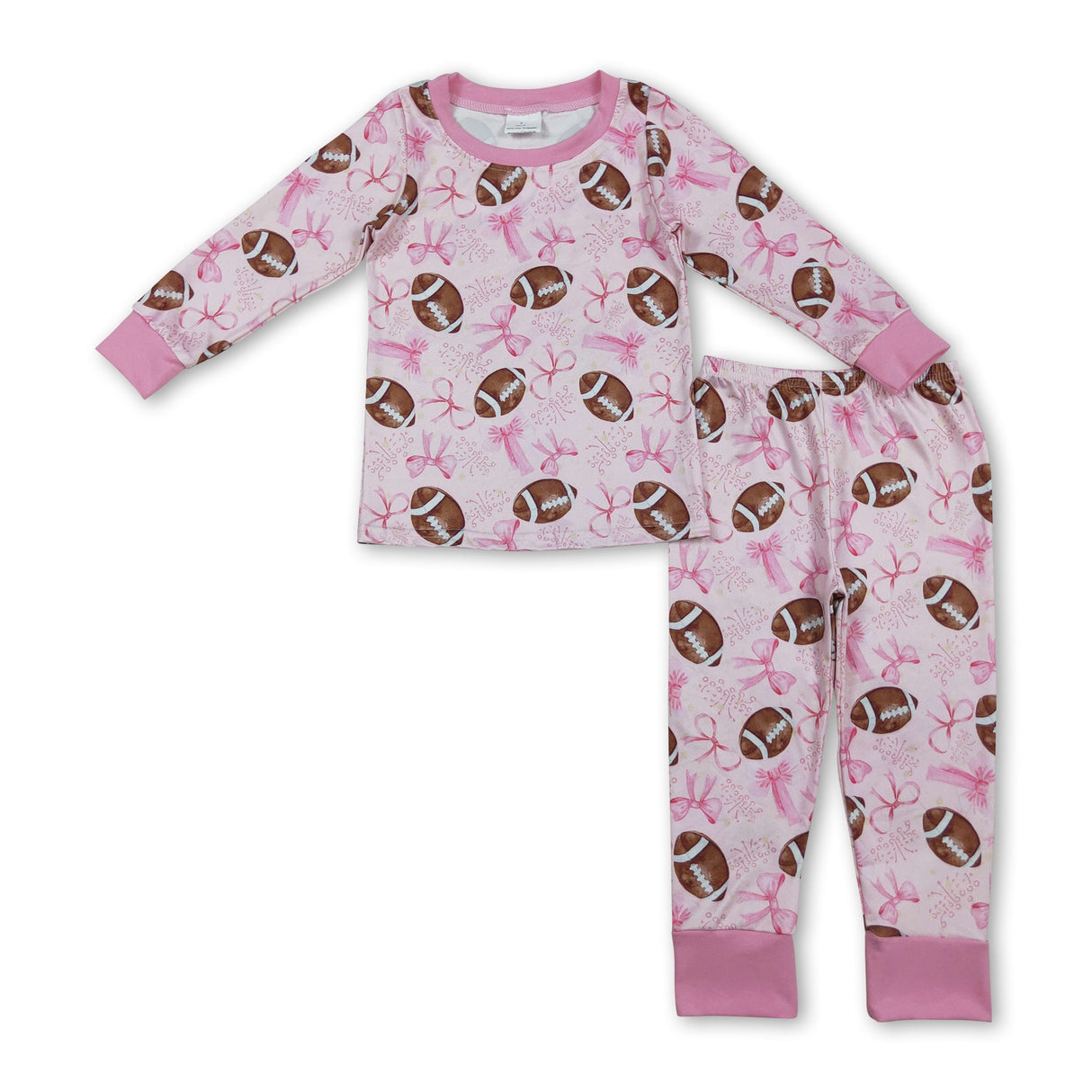 Pink bow football baby girls pajamas