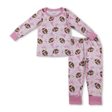 Pink bow football baby girls pajamas
