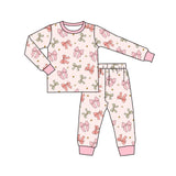 Long sleeves bow stars kids girls pajamas