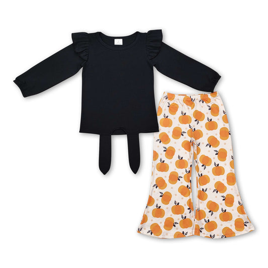 Black top pumpkin pants girls fall clothing