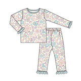 Pink boots hat long sleeves kids girls western pajamas