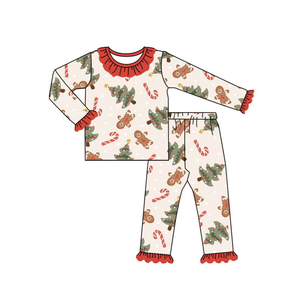 Christmas tree candy cane gingerbread girls pajamas