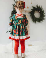 Red ruffle jingle bell tunic leggings girls Christmas clothes
