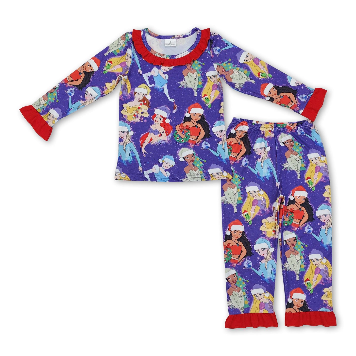 Ruffle Christmas hat princess kids girls pajamas