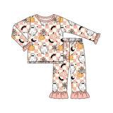 Plaid pumpkin ghost bat kids girls Halloween pajamas