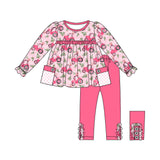 Pink tractor Christmas tree tunic leggings girls clothes