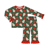 Christmas tree cakes bow baby girls pajamas