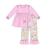 Pink floral heart tunic ruffle pants girls valentine's outfits