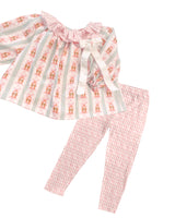 Pink bow house tunic plaid leggings girls clothing set