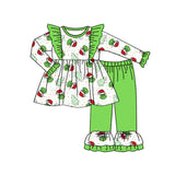Green face Christmas tree cakes kids girls clothing