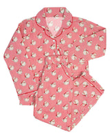Red stripe santa baby kids Christmas button down pajamas