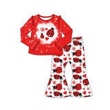 Red heart ladybug bleached top pants girls valentine's outfits