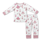 Pink long sleeves guitar dance shoes kids girls pajamas
