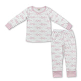 Long sleeves pink bow baby girls pajamas