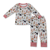 Red stripe Christmas hat dogs baby kids pajamas
