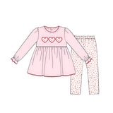 Pink long sleeves heart tunic leggings girls valentine's clothes