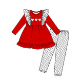 Red heart tunic polka dots leggings girls valentine's clothes