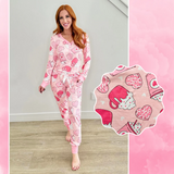 Long sleeves heart drink adult Valentine's pajamas