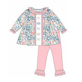 Floral pumpkin bow tunic pink pants girls fall clothes