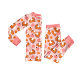 Pink pumpkin pie floral girls Thanksgiving pajamas