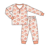 Long sleeves pumpkin bow adult women fall pajamas