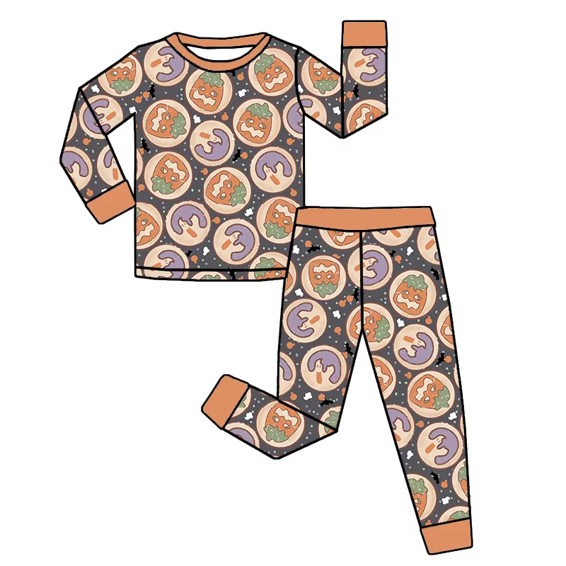 Long sleeves pumpkin baby kids Halloween pajamas