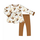 Black santa tunic brown leggings girls Christmas outfits