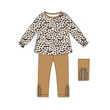 Long sleeves leopard bat tunic leggings girls Halloween clothes