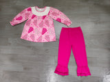 Pink Christmas tree cake tunic ruffle pants girls clothing