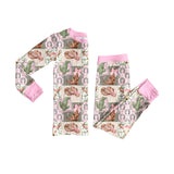 Pink bow boots hat cactus western girls pajamas