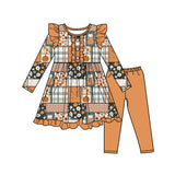 Floral patchwork pumpkin tunic leggings girls fall clothes