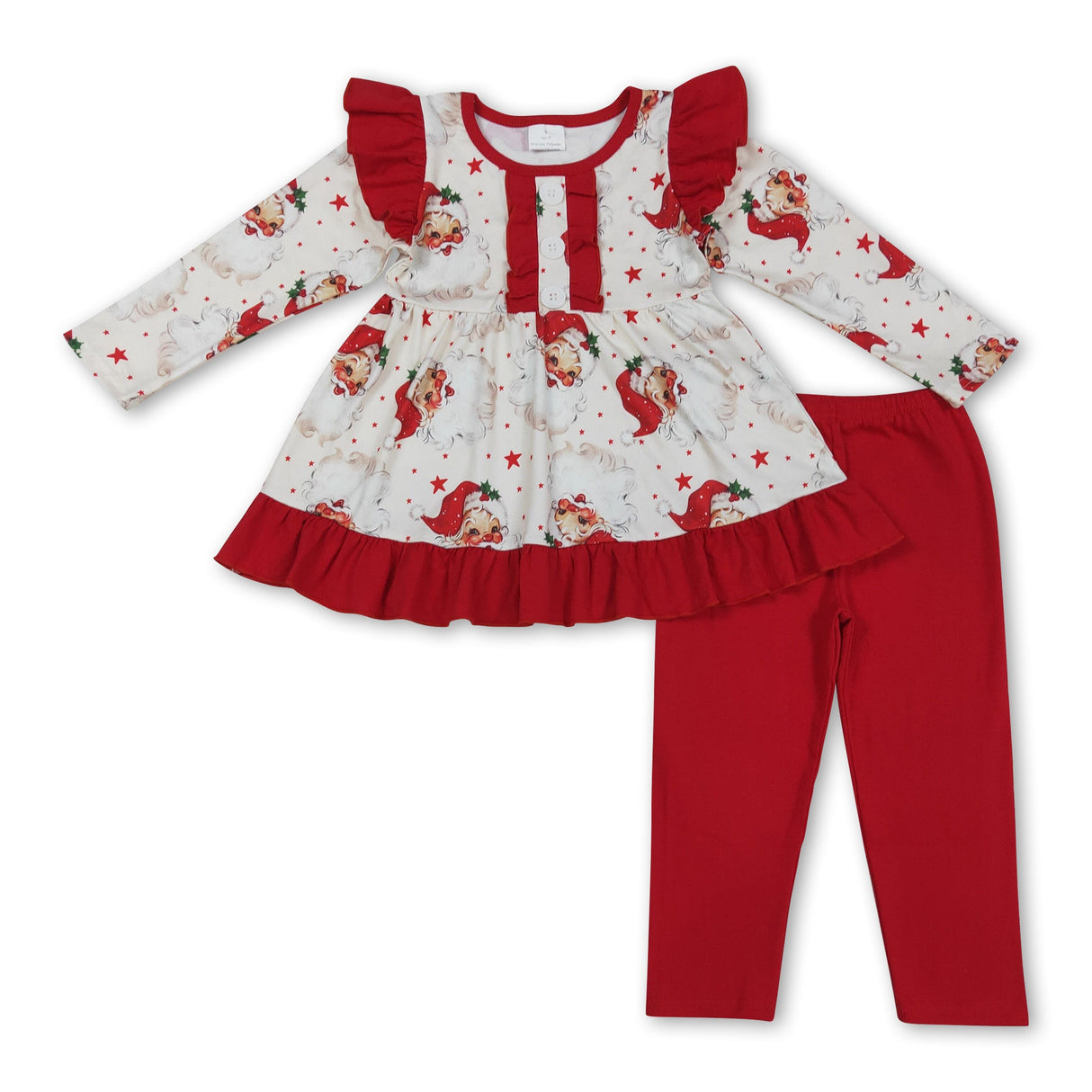 Long sleeves santa tunic leggings girls Christmas  clothing