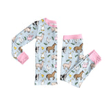 Pink long sleeves pig horse sheep kids girls pajamas
